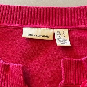 DKNY Hot Pink Knit Cardigan with Rosette Details